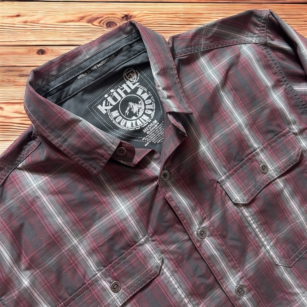 Kuhl Button Down Shirt Mens Medium Plaid Short Sleeve Hiking - Picture 2 of 6